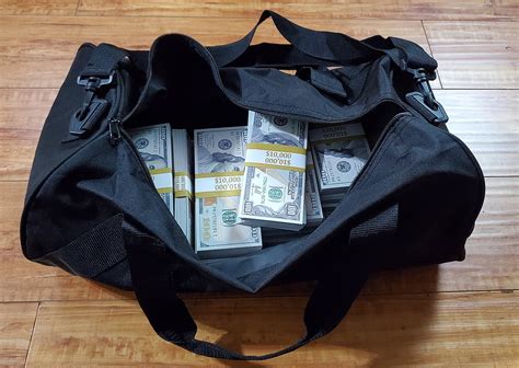 duffel bag of fake money|black duffel bag of money.